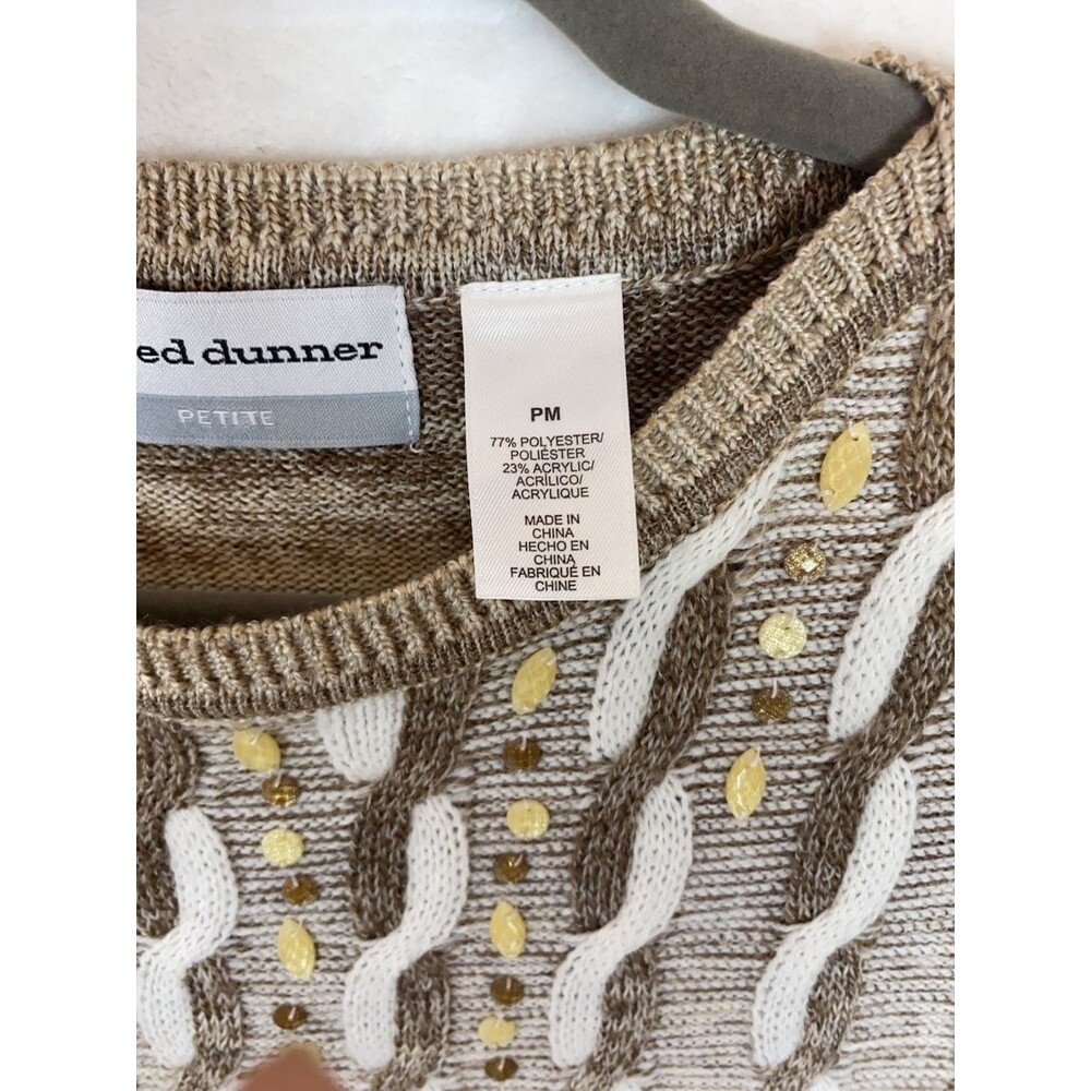 Alfred Dunner Petite PM Brown Ombre Sequin Embellished Sweater Granny - Picture 7 of 9